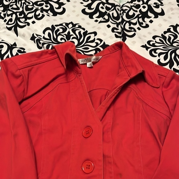 Cleo petite denim style red jacket, red, medium fitted​​ - Picture 3 of 6